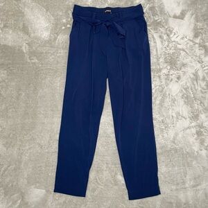 Express Navy Tie Waist Ankle Pants Mid Rise Business Casual Size S